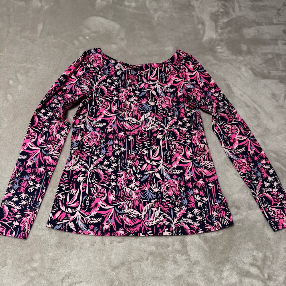 Lilly Pulitzer Tristan Top Bright Navy Swing of‎ Things Twist Back